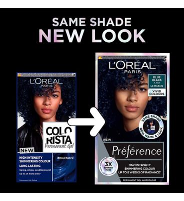 L'Oreal Paris Preference Vivids Permanent Hair Dye, Intense Luminous Colour, Blue Black 1.102