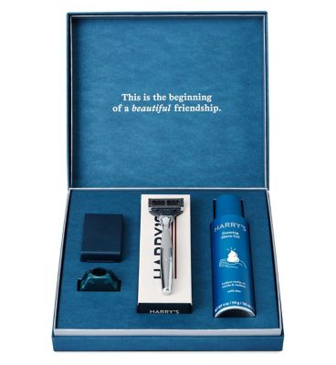 Harry’s Men’s Chrome Gift Set with 3 Razor Blades + Shave Gel