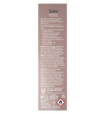 Sure Maximum Protection Clean Scent Anti-perspirant Deodorant Aerosol 150 ml
