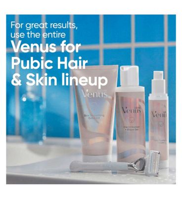 Gillette Venus For Pubic Hair & Skin Women's Razor, 2 Blade Refills and 2in1 Shave Gel and Cleanser