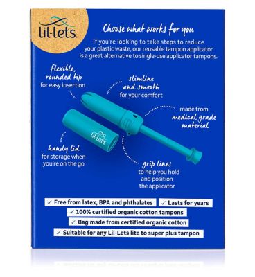 Lil-Lets Reusable Tampon Applicator With 6 Lil-Lets Organic Tampons