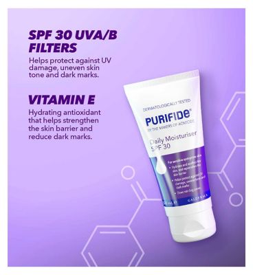 Purifide by Acnecide Daily Moisturiser UVA + UVB SPF 30, 24 Hour Hydration 50ml