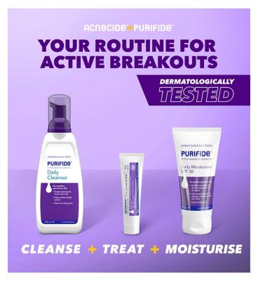 Purifide by Acnecide Daily Moisturiser UVA + UVB SPF 30, 24 Hour Hydration 50ml