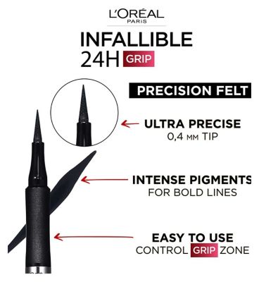 L'Oreal Paris Infallible Grip Precision Felt 0.4mm 27H Longwear Eyeliner Black