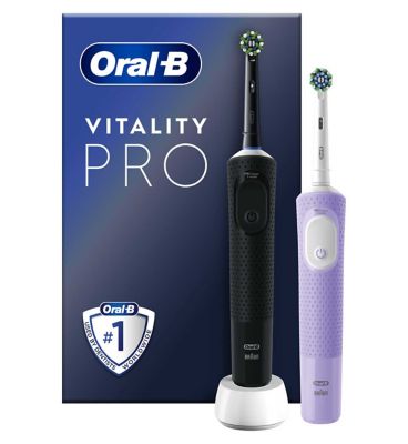 Oral-B Vitality Pro Black & Purple Electric Toothbrushes Duo Pack