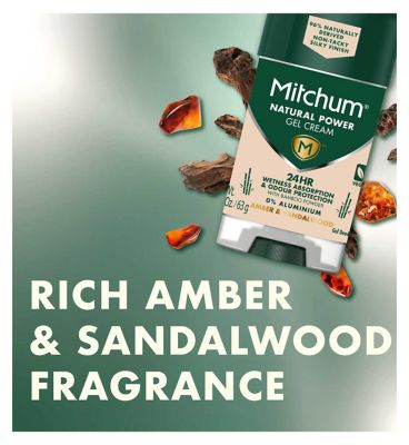 Mitchum Natural Power Gel Cream Amber & Sandalwood Gel Deodorant 63g