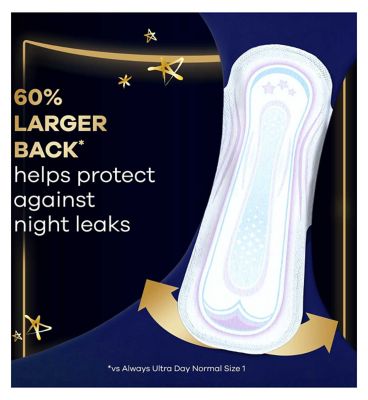 Always Ultra Sanitary Towels Secure Night (Size 4) With Wings 16 Pads, Super Absorbent And Ultra Thin, For Menstrual Periods
