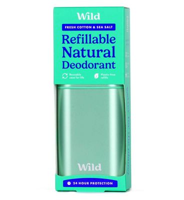 Wild Aqua Case and Fresh Cotton & Sea Salt Deodorant Refill - Starter Pack