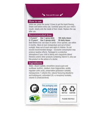 BetterYou Vitamin D+K2 Kids Daily Oral Spray - 15ml
