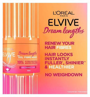 L'Oreal Paris Elvive Dream Lengths XXL Fibre Mask for Long, Damaged Hair 400ml