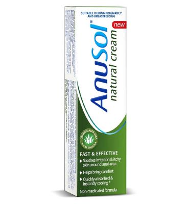 AnuSol Natural Cream for Soothes Itching, Instantly Cooling - 30 g Natural Cream