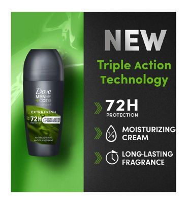 Dove Men+Care Advanced Extra Fresh 72hr Anti-Perspirant Roll On with Triple Action Sweat & Odour Protection Technology 50ml