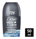 Dove Men+Care Advanced Clean Comfort Anti-Perspirant Deodorant Roll On with Triple Action Technology for 72hour protection 50ml