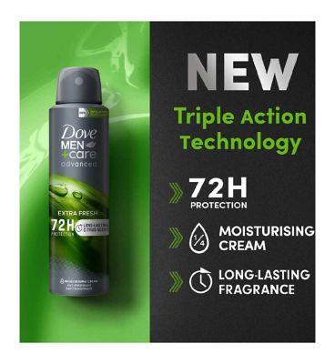 Dove Men+Care Advanced Extra Fresh Deodorant Anti-Perspirant with 1/4moisturising cream for 72hr sweat & odour protection 150ml