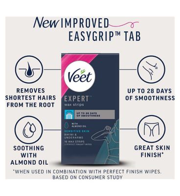 Veet Expert Wax Strips Bikini & Underarm Sensitive - 16s