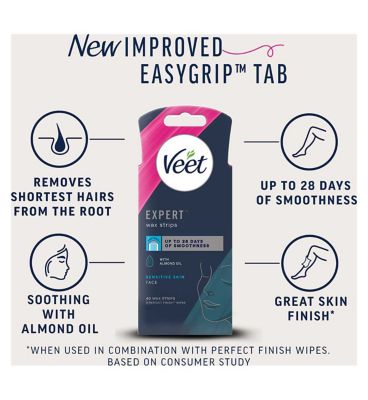 Veet Expert Cold Wax Strips Face Sensitive 40s