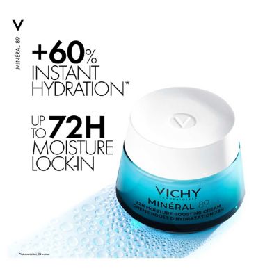 Vichy Minéral 89 72H Moisture Boosting Cream, Fragrance-Free Face Moisturiser, 50ml