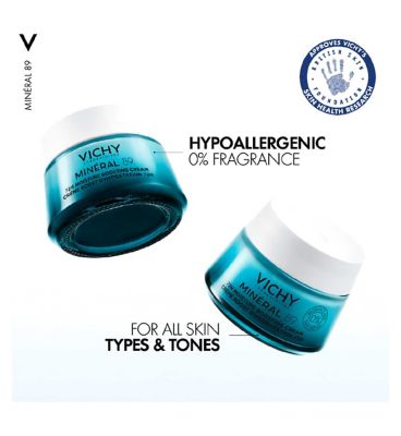 Vichy Minéral 89 72H Moisture Boosting Cream, Fragrance-Free Face Moisturiser, 50ml