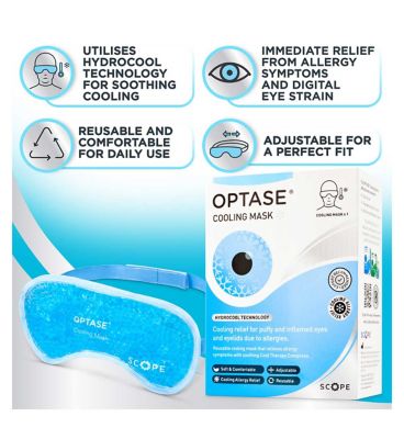 Optase Cooling Mask - Reusable Eye Mask with Hydrocool Technology - Relief from Allergy Symptoms, Digital Eye Strain and Dry Eye