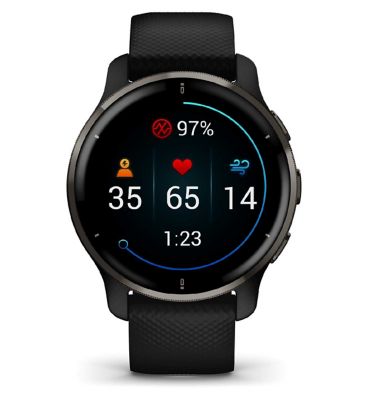 Garmin Venu® 2 Plus Smartwatch - Slate Stainless Steel Bezel With Black Case And Silicone Band