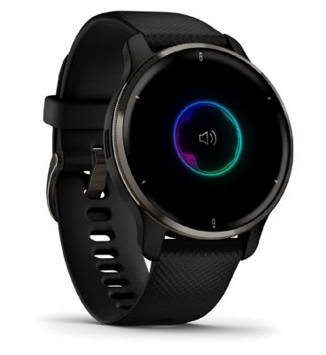 Garmin Venu® 2 Plus Smartwatch - Slate Stainless Steel Bezel With Black Case And Silicone Band