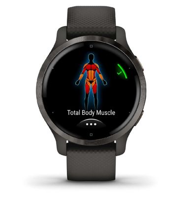 Garmin Venu® 2S Smartwatch - Slate Stainless Steel Bezel With Graphite Case And Silicone Band