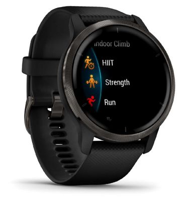 Garmin Venu® 2 Smartwatch - Slate Stainless Steel Bezel with Black Case And Silicone Band