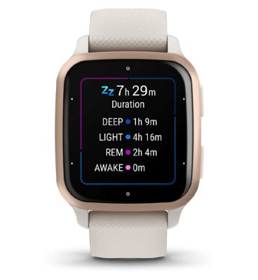 Garmin Venu® Sq 2 Music Smartwatch - Peach Gold Aluminium Bezel With Ivory Case and Silicone Band