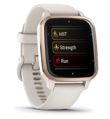 Garmin Venu® Sq 2 Music Smartwatch - Peach Gold Aluminium Bezel With Ivory Case and Silicone Band