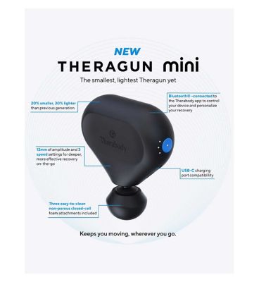 Theragun mini by Therabody (2nd Generation) Bluetooth Enabled Portable Percussive Therapy Handheld Massage Gun- Desert Rose