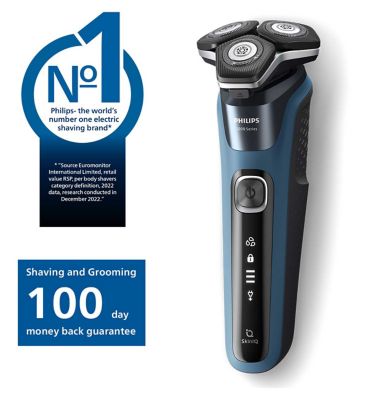 Philips Wet & Dry Electric Shaver Series 5000 with Pop-up Trimmer, Travel Case, Quick-Clean Pod & Full LED Display – S5880/50