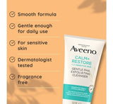 Aveeno Face CALM+RESTORE Gentle Smooth PHA Exfoliating Cleanser for Sensitive Skin, 150ml