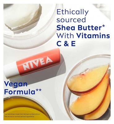 NIVEA Lip Balm, Peach Fruity Shine 4.8g