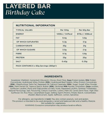 Myprotein Vanilla Birthday Cake Layered Bar 60g - 6 Bars