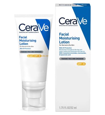 CeraVe AM Facial Moisturising Lotion SPF30 with UV Protection and 3 essential Ceramides for Normal to Dry Skin 52ml