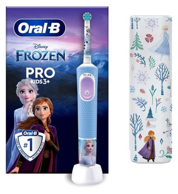 Oral-B Pro Kids Electric Toothbrush, 1 Handle Featuring Frozen, 1 Toothbrush Head, 1 Travel Case