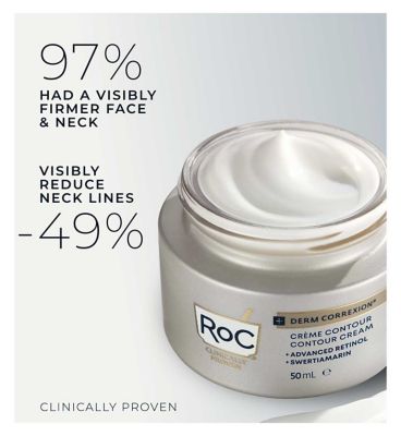 RoC Derm Correxion Retinol Contour Cream for Face, Neck & Jawline, Visible Facelift 50ml