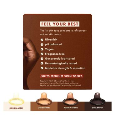 Roam Skin Tone Condoms Medium Brown 12x Pack