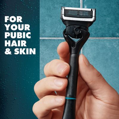 Gillette Body and Intimate Razor for Men, Designed For Pubic Hair, 1 Razor Handle, 1 Blade Refill