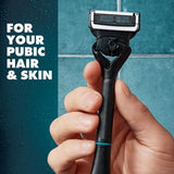 Gillette Body and Intimate Razor for Men, Designed For Pubic Hair, 1 Razor Handle, 1 Blade Refill