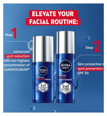 NIVEA MEN 2in1 Anti-Age Power Moisturiser with Luminous630 & Hyaluronic Acid SPF30 50ml