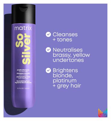 Matrix So Silver Purple Shampoo to brighten Blonde Grey and Silver Hair Total Results 300ml