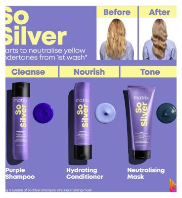 Matrix So Silver Purple Shampoo to brighten Blonde Grey and Silver Hair Total Results 300ml