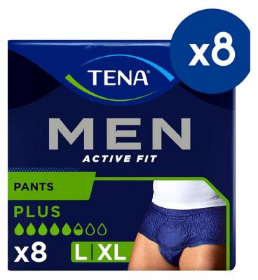 TENA Men Active Fit Pants Plus Large - 8 packs of 8 bundle