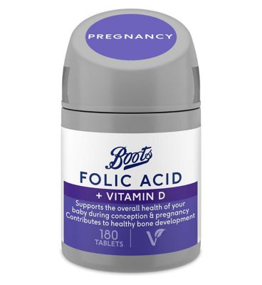 Boots Folic Acid + Vitamin D Tablets - 180 Tablets