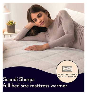 Dreamland Hunker Down Scandi Sherpa Full Bed Size Mattress Warmer Double 1 Control 190X137Cm