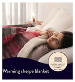 Dreamland Naptime Warming Sherpa Blanket - Tartan Check Red. Grey 180X135