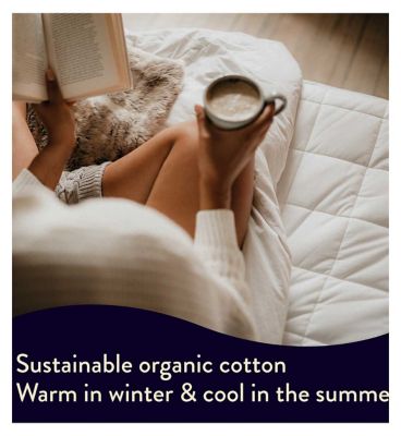 Dreamland Snowed In Organic Cotton Warming Mattress Protector Single 190X90Cm
