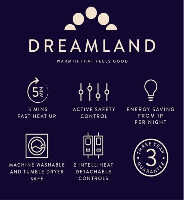 Dreamland Snowed In Organic Cotton Warming Mattress Protector Double 2 Controls 190X137Cm