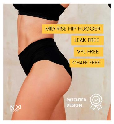 NIXI Body Susie Black 6 VPL-Free Hip Hugger Leakproof Knickers
